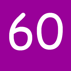 turning 60 on purple background